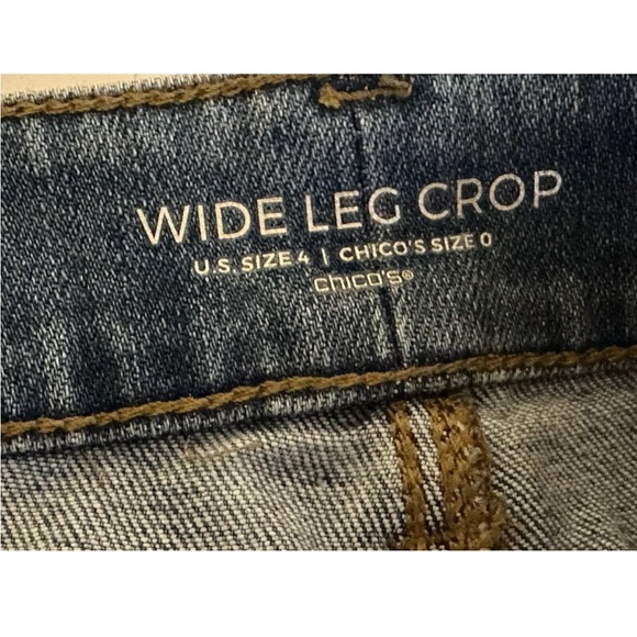 Chico's Women’s Size 0 US 4 Wide Leg Crop Exposed Button Fly Raw Hem Denim Jeans - Picture 5 of 11